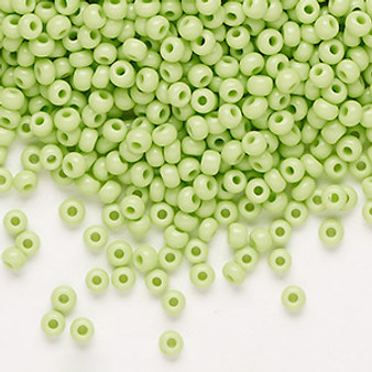 Seed bead, Preciosa Ornela, Czech glass, opaque pale green, #8 rocaille. Sold per 50-gram pkg.