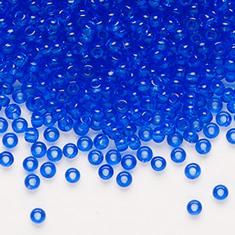 Seed bead, Preciosa Ornela, Czech glass, transparent light blue, #8 rocaille. Sold per 50-gram pkg.