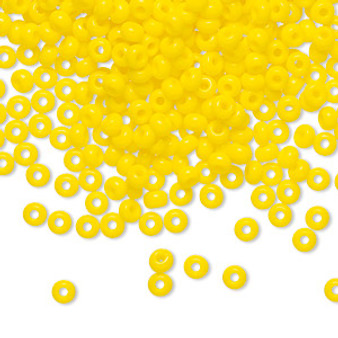 Seed bead, Preciosa Ornela, Czech glass, opaque yellow (83130), #8 rocaille. Sold per 50-gram pkg.