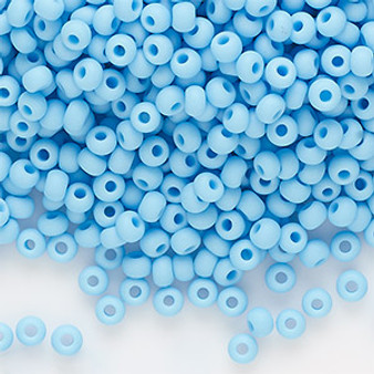 Seed bead, Preciosa Ornela, Czech glass, opaque matte sky blue, #8 rocaille. Sold per 50-gram pkg.