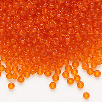 Seed bead, Preciosa Ornela, Czech glass, transparent dark orange, #8 rocaille. Sold per 50-gram pkg.