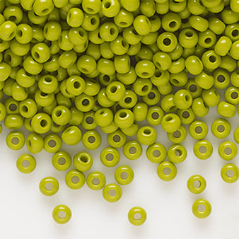 Seed bead, Preciosa Ornela, Czech glass, opaque wasabi green (53430), #8 rocaille. Sold per 50-gram pkg.