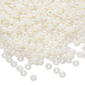 Seed bead, Preciosa Ornela, Czech glass, opaque white pearl luster, #8 rocaille. Sold per 50-gram pkg.