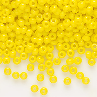 Seed bead, Preciosa Ornela, Czech glass, opaque lemon yellow (83110), #8 rocaille. Sold per 50-gram pkg.