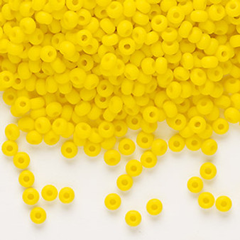 Seed bead, Preciosa Ornela, Czech glass, opaque matte yellow, #8 rocaille. Sold per 50-gram pkg.