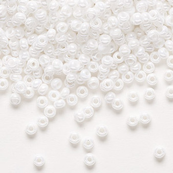 Seed bead, Preciosa Ornela, Czech glass, opaque luster chalkwhite, #8 rocaille. Sold per 50-gram pkg.