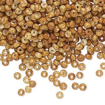 Seed bead, Preciosa Ornela, Czech glass, opaque cream travertine, #8 rocaille. Sold per 50-gram pkg.