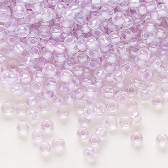 Seed bead, Preciosa Ornela, Czech glass, translucent color-lined pastel violet luster, (382PV), #8 rocaille. Sold per 50-gram pkg.