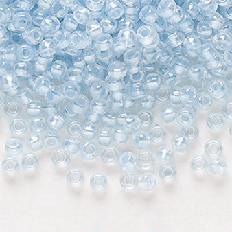 Seed bead, Preciosa Ornela, Czech glass, translucent color-lined pastel blue luster, (382PB), #8 rocaille. Sold per 50-gram pkg.