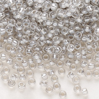 Seed bead, Preciosa Ornela, Czech glass, translucent color-lined pastel grey luster, (382PD), #8 rocaille. Sold per 50-gram pkg.