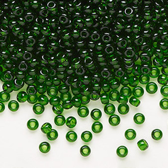 Seed bead, Preciosa Ornela, Czech glass, transparent green, #8 rocaille. Sold per 500-gram pkg.