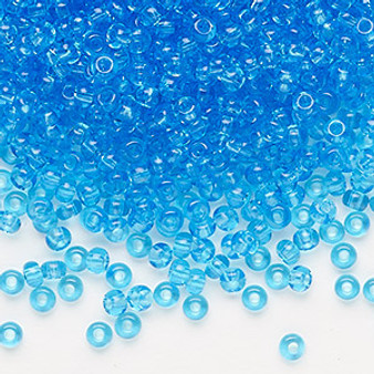 Seed bead, Preciosa Ornela, glass, transparent aquamarine, #8 rocaille. Sold per 500-gram pkg.