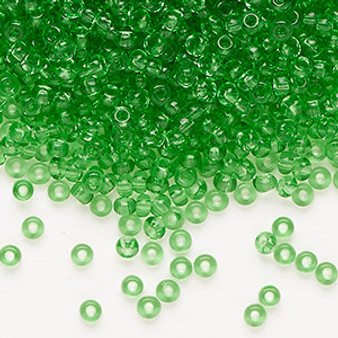 Seed bead, Preciosa Ornela, Czech glass, transparent light green, #8 rocaille. Sold per 500-gram pkg.