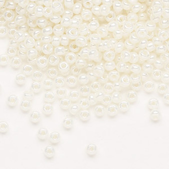 Seed bead, Preciosa Ornela, Czech glass, opaque pearl luster white, #8 rocaille. Sold per 500-gram pkg.