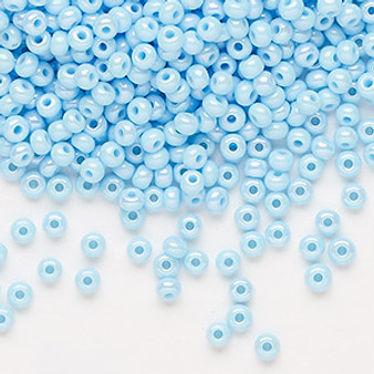 Seed bead, Preciosa Ornela, Czech glass, opaque rainbow light turquoise, #8 rocaille. Sold per 500-gram pkg.