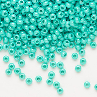 Seed bead, Preciosa Ornela, Czech glass, opaque sea green luster, #8 rocaille. Sold per 500-gram pkg.