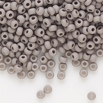 Seed bead, Preciosa Ornela, Czech glass, opaque matte grey, #8 rocaille. Sold per 500-gram pkg.