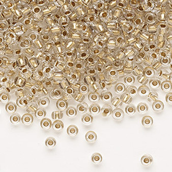 Seed bead, Preciosa Ornela, Czech glass, transparent metallic bronze-lined crystal clear, #8 rocaille. Sold per 500-gram pkg.