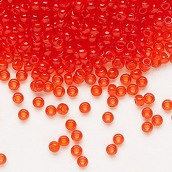 Seed bead, Preciosa Ornela, glass, transparent light red, #8 rocaille. Sold per 500-gram pkg.