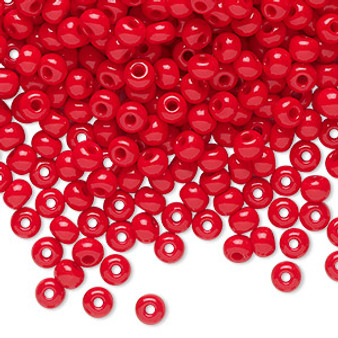 Seed bead, Preciosa Ornela, Czech glass, opaque red, #6 rocaille. Sold per 50-gram pkg.