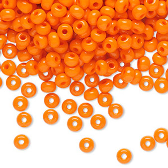 Seed bead, Preciosa Ornela, Czech glass, opaque dark orange, #6 rocaille. Sold per 50-gram pkg.