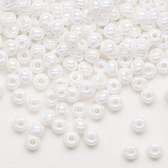 Seed bead, Preciosa Ornela, Czech glass, opaque rainbow chalkwhite, #6 rocaille. Sold per 50-gram pkg.