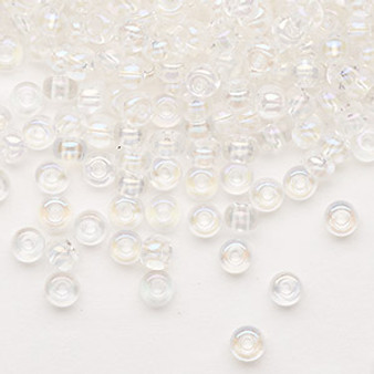 Seed bead, Preciosa Ornela, Czech glass, translucent rainbow clear (58205), #6 rocaille. Sold per 50-gram pkg.