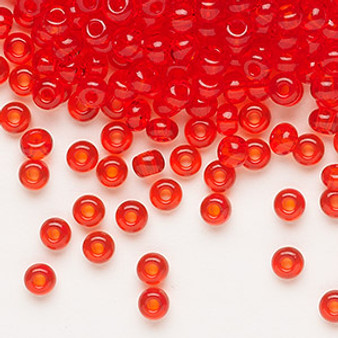 Seed bead, Preciosa Ornela, glass, transparent light red, #6 rocaille. Sold per 50-gram pkg.
