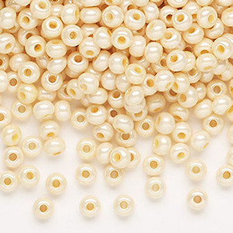 Seed bead, Preciosa Ornela, Czech glass, opaque shell luster white, #6 rocaille. Sold per 50-gram pkg.