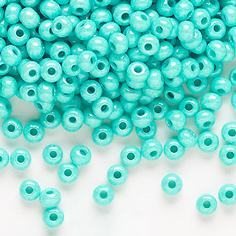 Seed bead, Preciosa Ornela, Czech glass, opaque terra dyed sea green, #6 rocaille. Sold per 50-gram pkg.