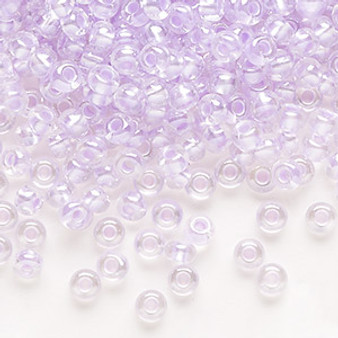 Seed bead, Preciosa Ornela, Czech glass, translucent color-lined pastel violet luster (382PV), #6 rocaille. Sold per 50-gram pkg.