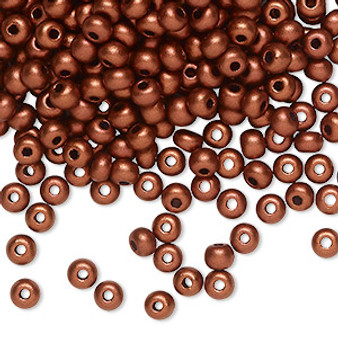 Seed bead, Preciosa Ornela, Czech glass, opaque metallic soft dark copper alabaster, #6 rocaille. Sold per 50-gram pkg.