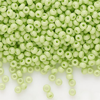 Seed bead, Preciosa Ornela, Czech glass, opaque pale green (53410), #11 rocaille. Sold per 50-gram pkg.