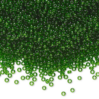 Seed bead, Preciosa Ornela, Czech glass, transparent green (50120), #11 rocaille. Sold per 50-gram pkg.