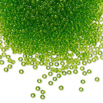 Seed bead, Preciosa Ornela, Czech glass, transparent lime green, #11 rocaille. Sold per 50-gram pkg.