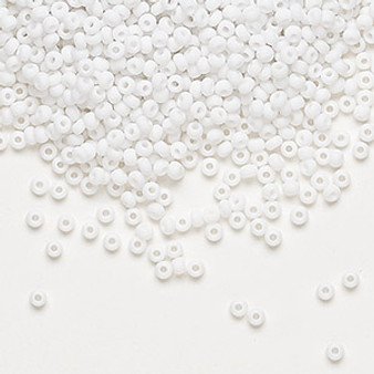 Seed bead, Preciosa Ornela, Czech glass, opaque matte chalk white, #11 rocaille. Sold per 50-gram pkg.