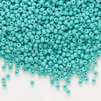 Seed bead, Preciosa Ornela, Czech glass, opaque matte green turquoise, #11 rocaille. Sold per 50-gram pkg.