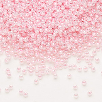 Seed bead, Preciosa Ornela, Czech glass, opaque pastel pink luster (37173), #11 rocaille. Sold per 50-gram pkg.