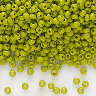 Seed bead, Preciosa Ornela, Czech glass, opaque wasabi green (53430), #11 rocaille. Sold per 50-gram pkg.