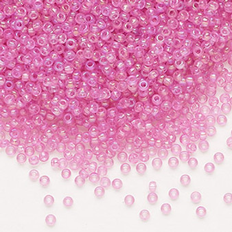 Seed bead, Preciosa Ornela, Czech glass, translucent solgel dyed rainbow pink (41192), #11 rocaille. Sold per 50-gram pkg.