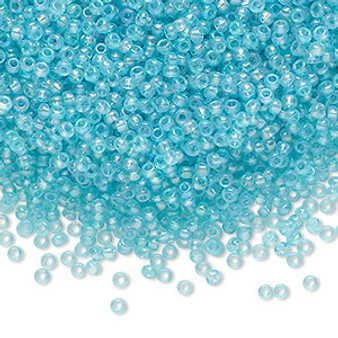 Seed bead, Preciosa Ornela, Czech glass, translucent solgel dyed rainbow teal (41165), #11 rocaille. Sold per 50-gram pkg.