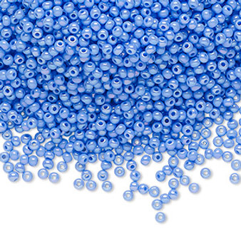 Seed bead, Preciosa Ornela, Czech glass, opaque rainbow powder blue (34020), #11 rocaille. Sold per 50-gram pkg.