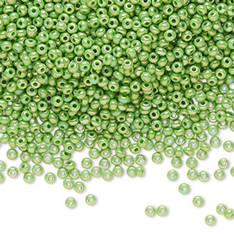 Seed bead, Preciosa Ornela, Czech glass, opaque rainbow mint green (54230), #11 rocaille. Sold per 50-gram pkg.