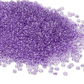 Seed bead, Preciosa Ornela, Czech glass, transparent solgel dyed violet crystal clear (01125), #11 rocaille. Sold per 50-gram pkg.