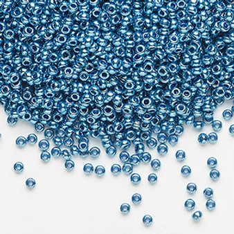 Seed bead, Preciosa Ornela, Czech glass, opaque metallic blue, #11 rocaille. Sold per 50-gram pkg.