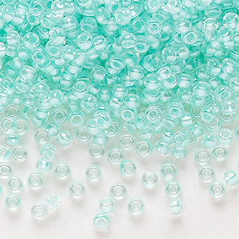 Seed bead, Preciosa Ornela, Czech glass, translucent color-lined pastel green luster, (382PG), #11 rocaille. Sold per 50-gram pkg.