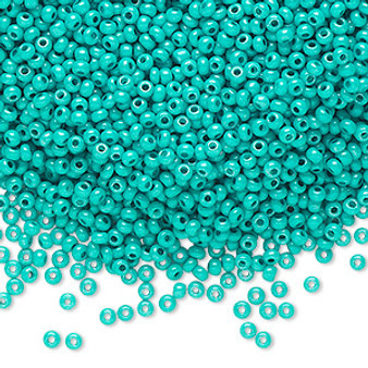 Seed bead, Preciosa Ornela, Czech glass, opaque terra intensive sea green (16A58), #11 rocaille. Sold per 50-gram pkg.