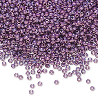 Seed bead, Preciosa Ornela, Czech glass, opaque lilac luster chalkwhite (46025), #11 rocaille. Sold per 50-gram pkg.