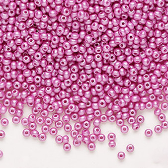 Seed bead, Preciosa Ornela, Czech glass, opaque chalkwhite PermaLux dyed lavender, #11 rocaille. Sold per 50-gram pkg.