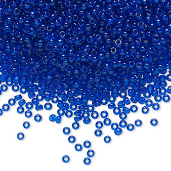 Seed bead, Preciosa Ornela, Czech glass, transparent sapphire blue (60300), #11 rocaille. Sold per 500-gram pkg.